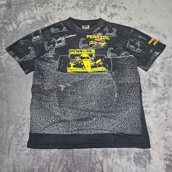 VINTAGE 90's INDYCAR PENNZOIL-HALL/VDS RACING "YELLOW SUBMARINE" AOP T-shirt XXL - Picture 1 of 10